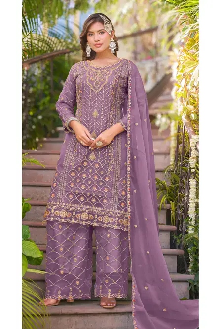 10062 A To D By Zorista Chiffon Silk Wholesale Pakistani Plazzo Suits In India